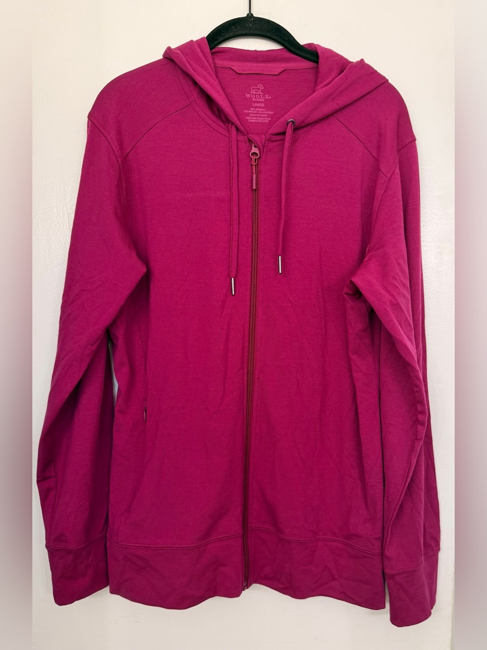 Woolx Ryann Merino Wool Hoodie Long Sleeve Sweater Magenta Size Large
